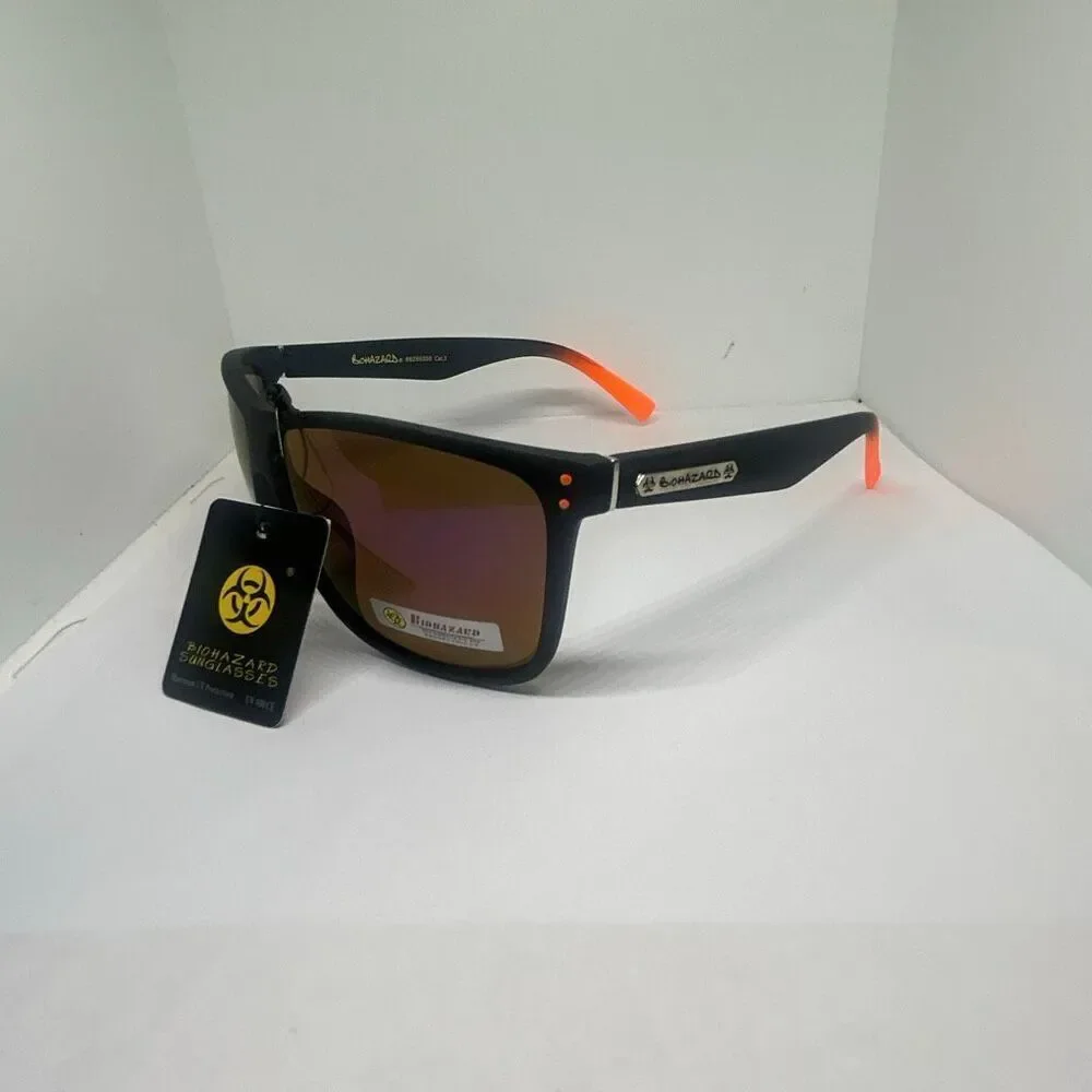 Biohazard Mirrored Sunglasses Men’s UV400 Protection